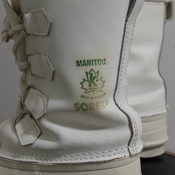 Sorel Manitou Boots Women Size 8‎ White Winter Snow Waterproof Wool Lined Canada - Picture 6 of 12